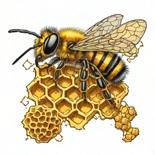 Bee With Honeycomb