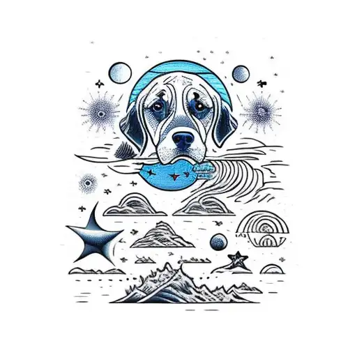 Stary Beach Night With A Dog