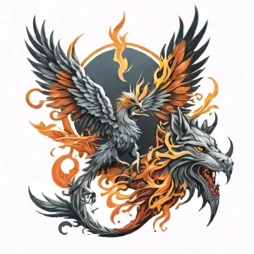 Phoenix And Wolf Standing