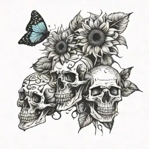 Sunflower And Skulls