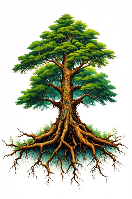 Old Growth Forest Trees And Root Tree That Tangles