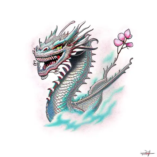 Dragon With Cherry Blossoms