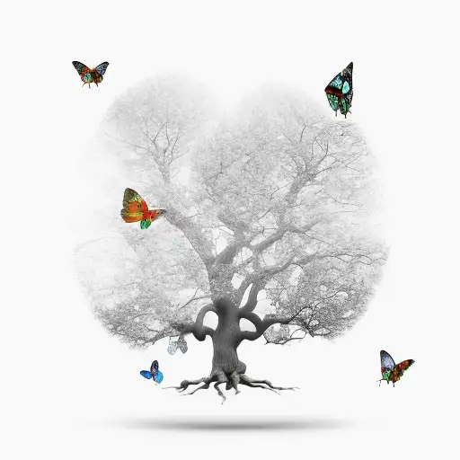 Oak Tree With Monarc Butterflies