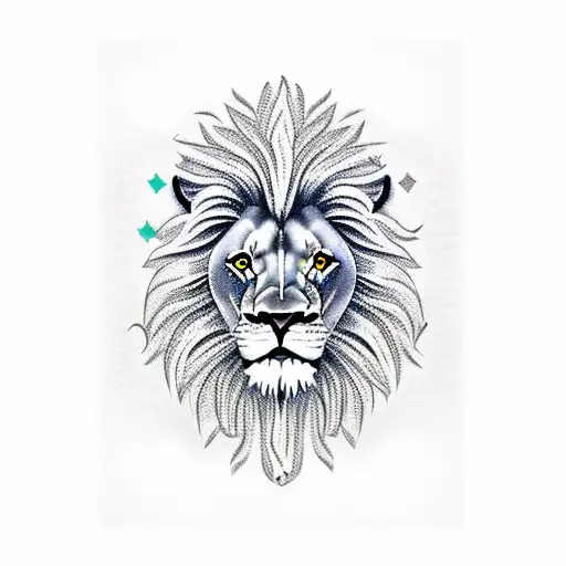Lion With Diamond Hart Protecting A Fish