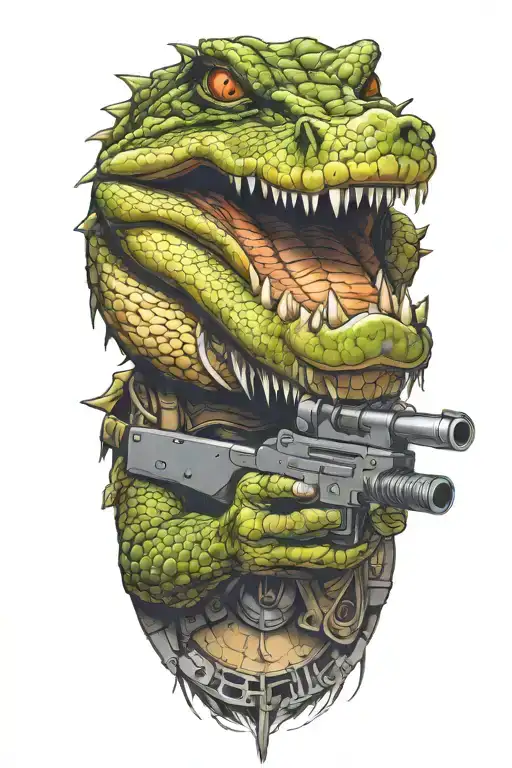 Alligator With A Machine Gun
