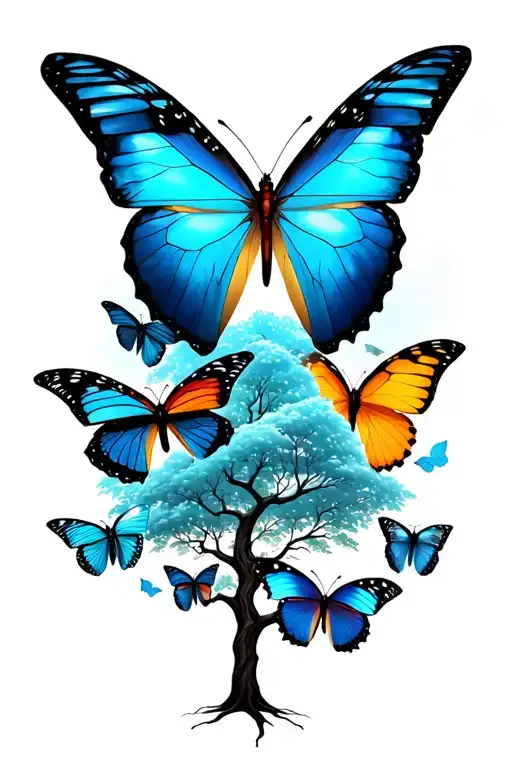 Butterflies Surrounding Tree Of Knowledge