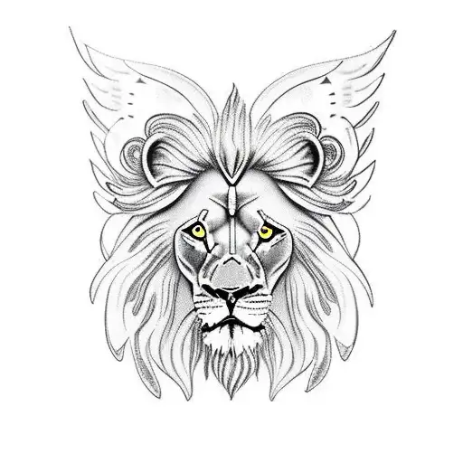 Lion With Angel Wing In Background