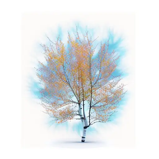 Aspen Tree Branch With Leaves