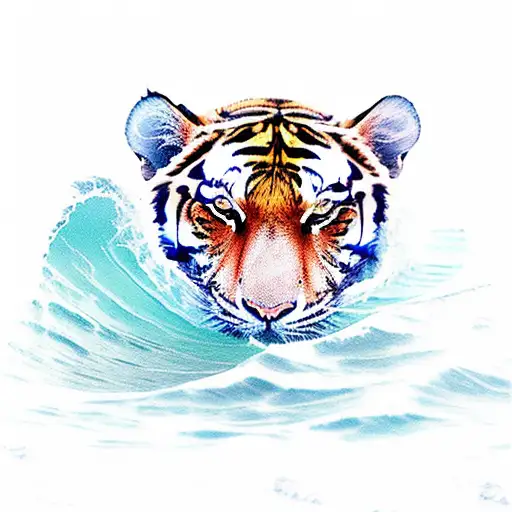 Tiger Surfing A Wave