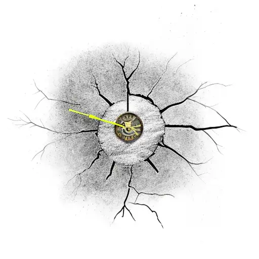 Broken Clock With Tree Roots Coming Through It