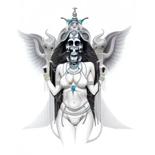 Ishtar Goddess Sexy Fit Bikini Stockings Clear Simmetric Skull Face With Medial Mask