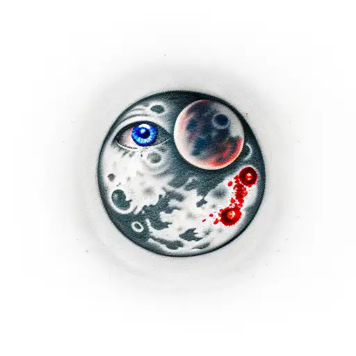 Blood Moon With Eyes And Blood