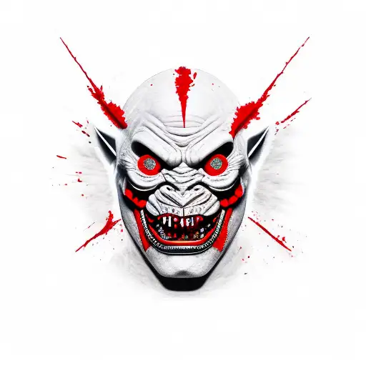 Broken Red And Black Oni Mask