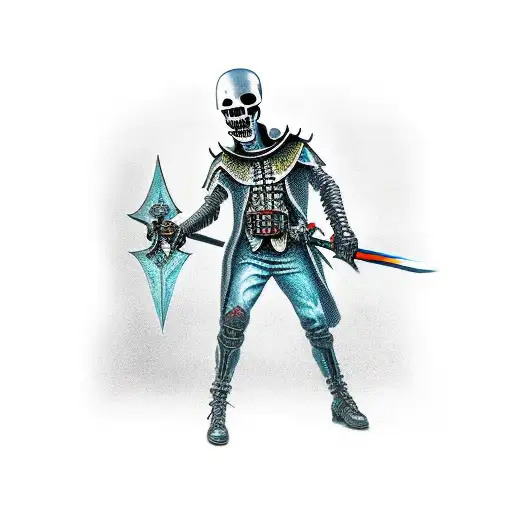 Broadsword With A Grim Reaper Holding It With Both Hands