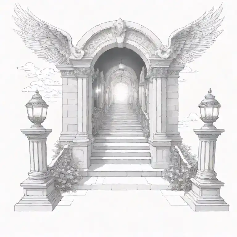 Heaven Stair Way Open Gates Lights From Heaven