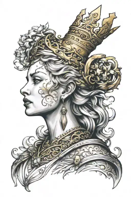 Figurehead Maiden Wearing Golden Crown