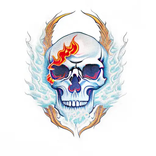 Skull With Flames And Smoke