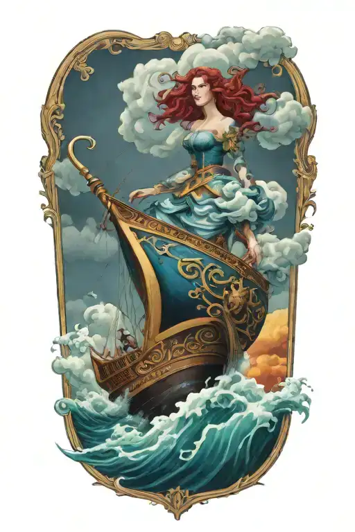 Figurehead Of Ship Sailing Through Stormy