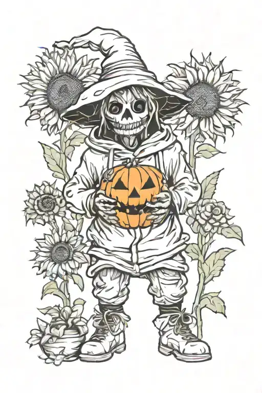 Jack-o'-lantern Sunflower Scarecrow Hoodie