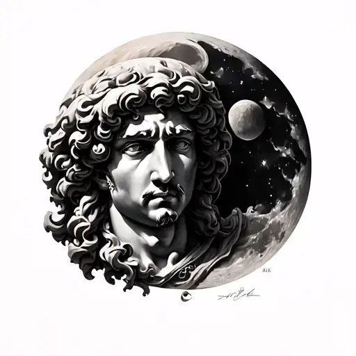 Roman God Jupiter Moon Black