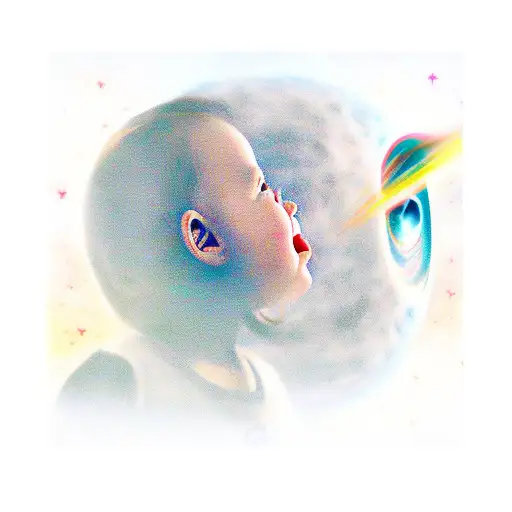 Little Girl Looking Up At A Comet