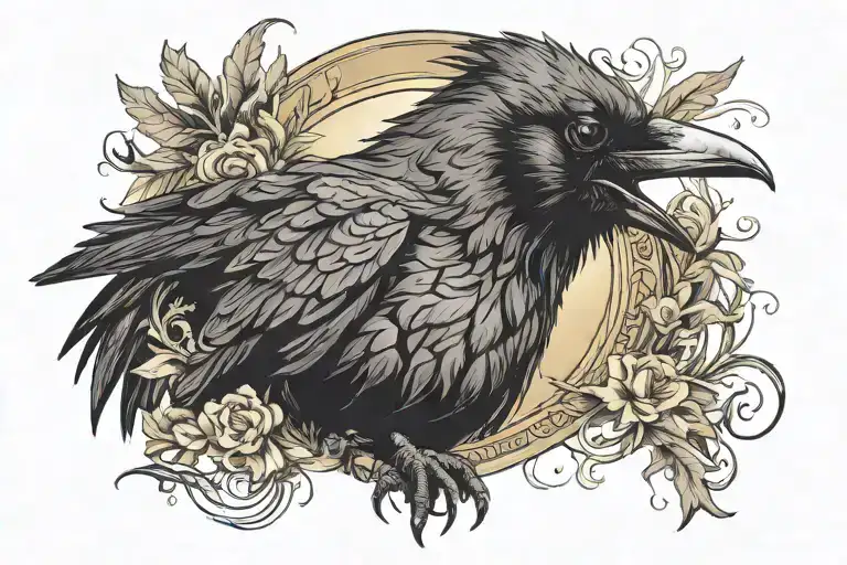 Raven With A Halo Symbolizing
