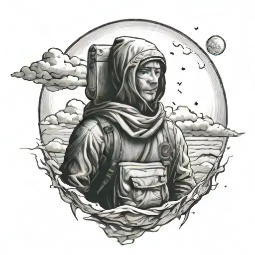 Guy With A Bag On His Head Looking At The Moon