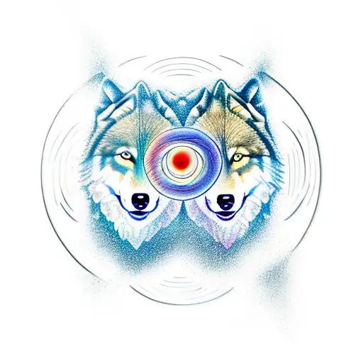 2 Wolves Yin Yang 3D