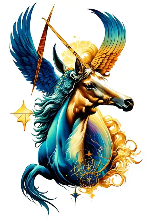 Sagittarius And Aquarius Tattoo Combination