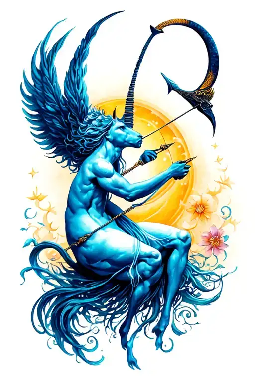 Sagittarius And Aquarius Tattoo Combination