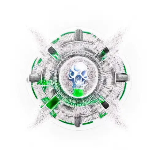 Biowarning Symbol In Green And Black Ink