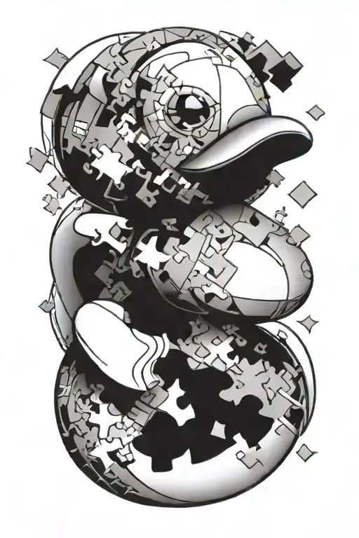 Sci Fi Rubber Duck Made Of Puzzle Pieces