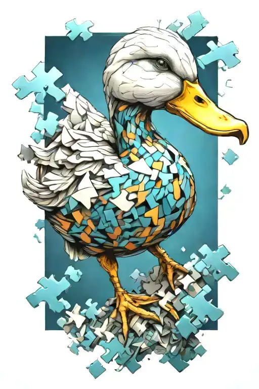 Sci Fi Duck Made Of Puzzle Pieces