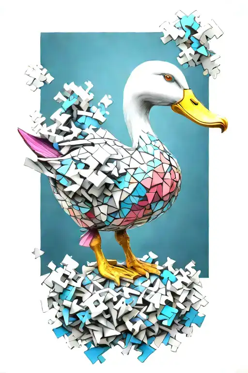 Sci Fi Duck Made Of Large Puzzle Pieces