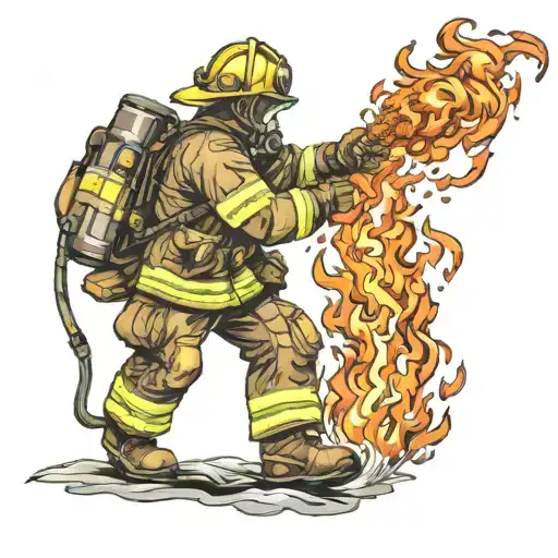 Firefighter Battling Flames
