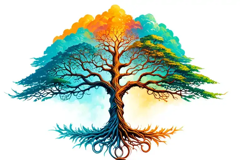 Half Yiggrisel Half Tree Of Life Intertwined