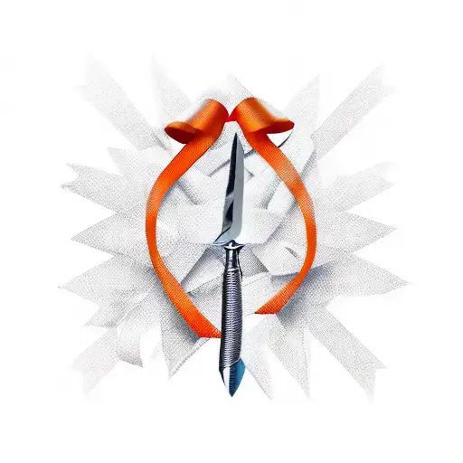 Orange Cancer Ribbon With Dagger