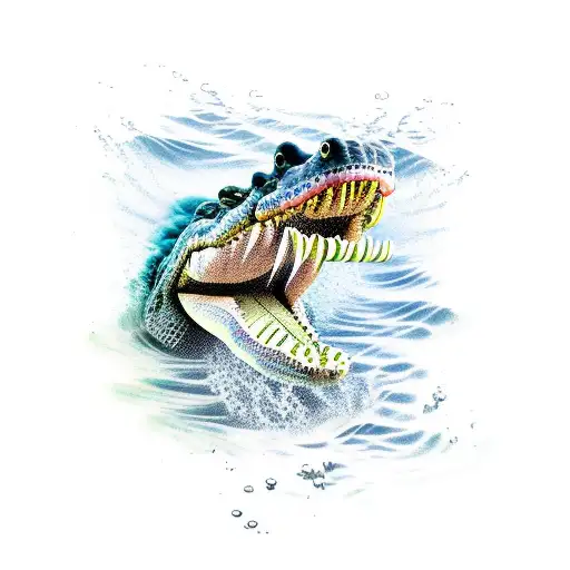 Crocodile Body Under Water