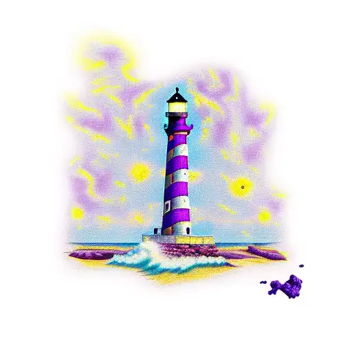 Lighthouse With Purple Cancer Ribbion