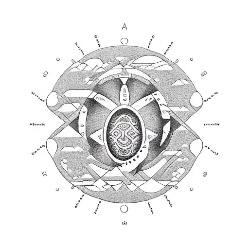 A Dotwork Tattoo Of A Biomedicine Symbol Emerging From A Llanero Landscape