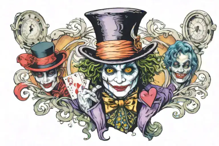 The Mad Hatter With The Joker And A Four Chamber Heart With A Target