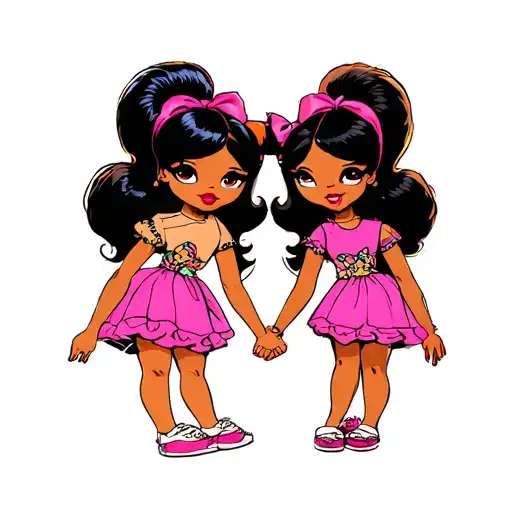 African American Power Puff Girls Holding Hands