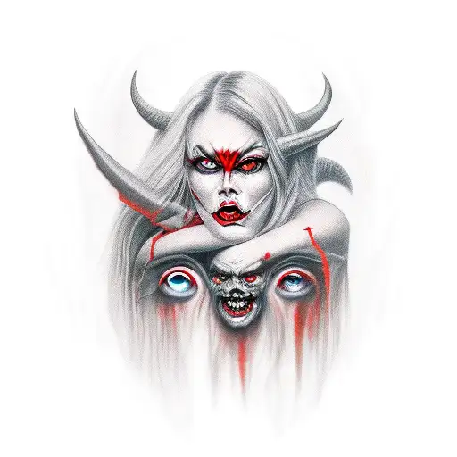 Demon Woman With Red Eyes