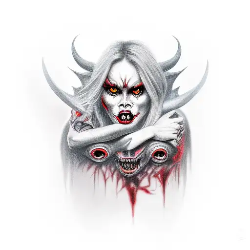 Demon Woman With Red Eyes