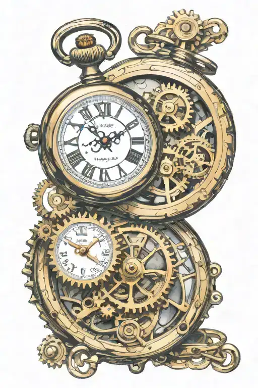 Pocket Watch With Gears Incorporated Representing Time Of Child Birth
