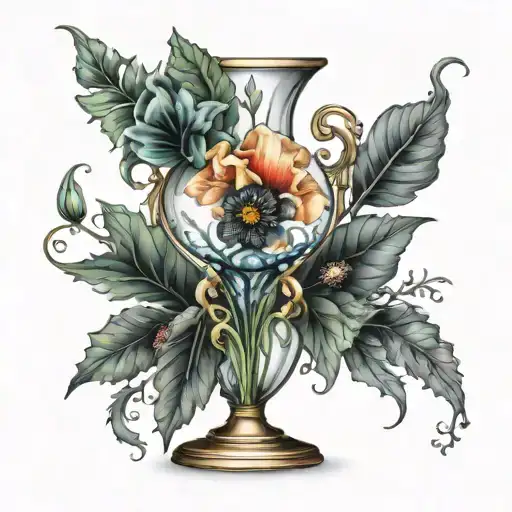 Poppy Flower In A Vase Made From An Hourglass