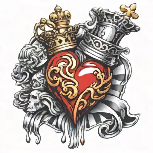 Sacred Heart Crown King Queen Chess Piece