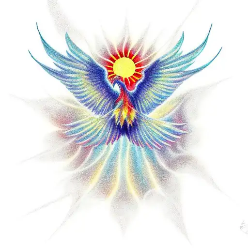 Pheonix Flying In Front Of Sun