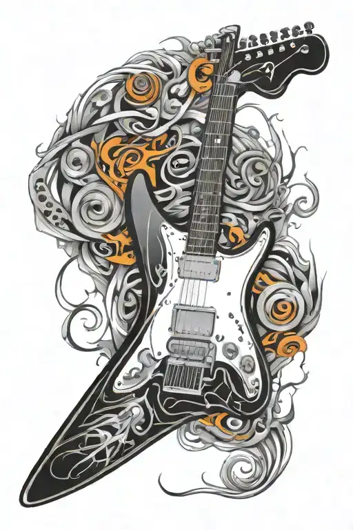 Electric Guitar Merging In Lp Vinyl Record