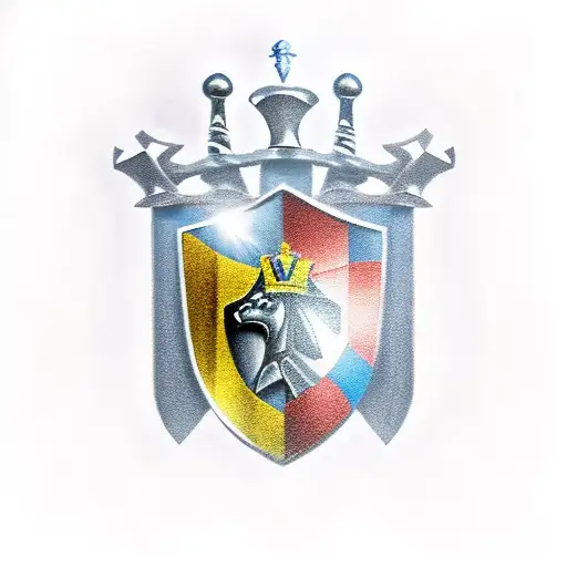 Shield With Blue Knight Chess Piece